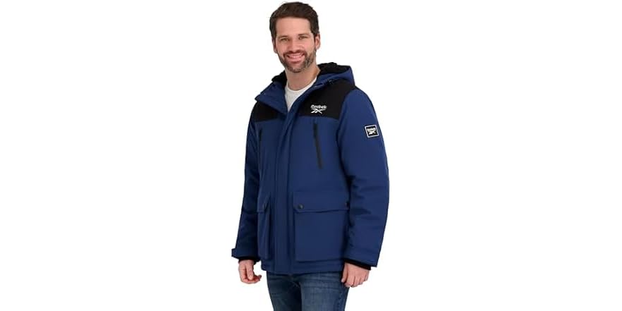Reebok Men’s Insulated Softshell Winter Jacket (Dark Denim or Black, Medium or Large)