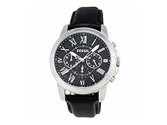 Fossil Men's FS4812P Grant Chronograph Black Leather Watch