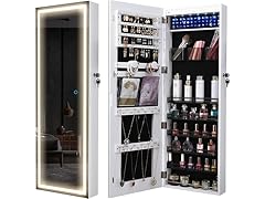 LVSOMT LED Mirror Jewelry Cabinet