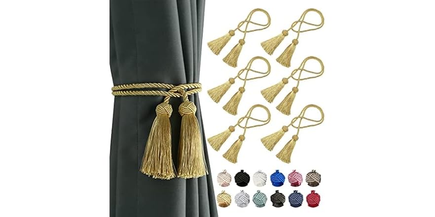 6 Pack Curtain Drapery Tiebacks Tassels