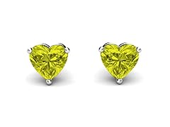 CZ Heart Citrine Earrings