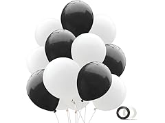 200 12" Black and White Balloons