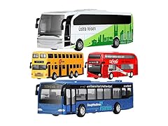 Set of 4 Kids Die-Cast Metal Toy Buses