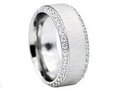 Stainless Steel Double Row CZ Ring