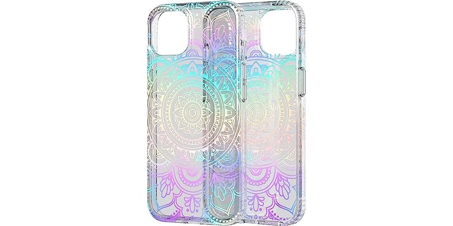 tech21 Evo Art - Custodia protettiva per iPhone 13, motivo floreale, compatibile con Apple Magsafe con protezione multi-goccia da 3,7 m, Foglia verde, 9320