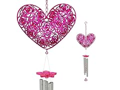 Filigree Heart Wind Chime - Pink