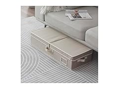 Sukkiri Homu Under Bed Fabric Zipper Blanket Storage Container  Clay