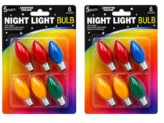 2-Pack of 6 5-Watt 120 Volt Colorful Night Light Bulbs