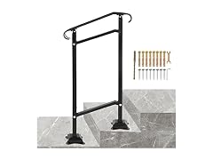 Outdoor Stair Railing, Fit 1 or 2 Steps Wrought