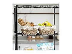 Sukkiri Homu Wicker Storage Basket with Handles, 2-Pack Natural 
