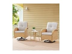 3PC Patio Swivel Rocker Bistro Set