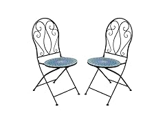 Sunnydaze Mosaic Tile Folding Bistro Chairs