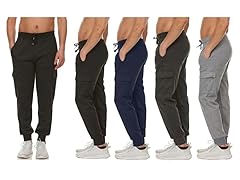 3Pk Men's Fleece-Lined Cargo Joggers
