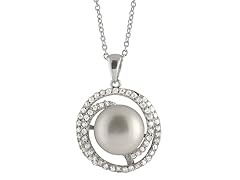 Splendid Pearls Halo CZ Pearl Pendant
