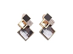 GRACE JUN Gold Luxury Fashion Big Crystal Earrings