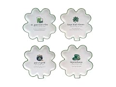 St. Patrick’s Day Shamrock Shaped Stoneware Tidbit Plates Set of 4 
