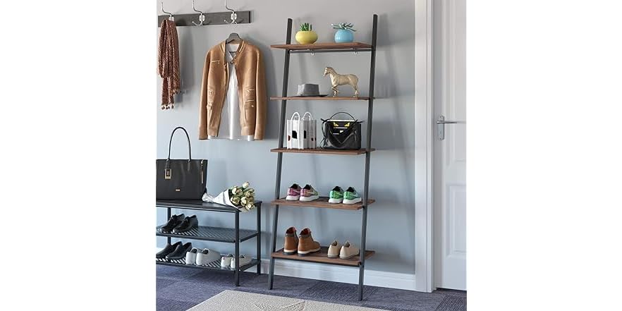 Buy DKLGG Wall Ed Bookcase, Industrial Ladder Bookshelf, 5-Tier Ed Book