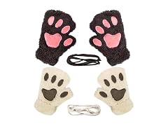 2 Pairs Womens Cat Paw Gloves Winter