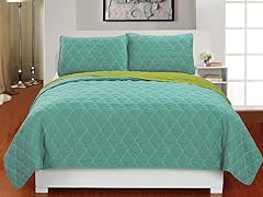 Mia 3pc Reversible Coverlet Set - Soft Blue