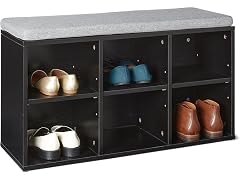 Amazon Basics Shoe Bench 6 Cubbies Black