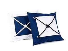 16" Cotton Square Knot Pillow, Set of 2
