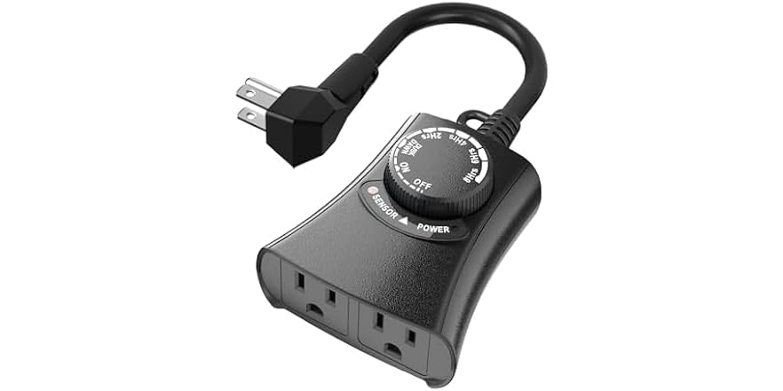 HBN Waterproof Outdoor Photocell Light Timer - 2 Outlets