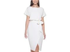 kensie Women's (8) Women's Dresses Wrap Midi Ivory