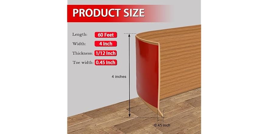 FONUNO Vinyl Wall Base Baseboard Molding Trim 4" Flexible Self Adhesive Rubber Wall Base Moulding Trim Peel And Stick Design, 4 Inch X 100 Feet, White - View #8