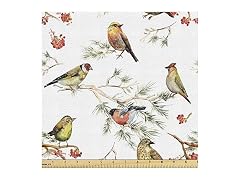 Ambesonne Animal Fabric by The Yard, Sparrows