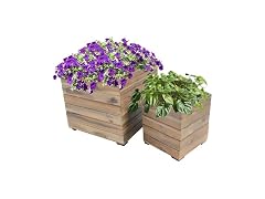 Sunnydaze Square Planters 2pc Gray