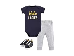 Hudson Baby Unisex Baby Cotton Bodysuit, Pant and Shoe Set