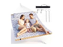 Everyfun EYF-DC100-White Gray Double Hammock with Sprea