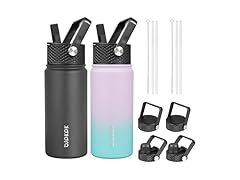 BJPKPK 2 Pack Insulated Water Bottle with Straw Lid