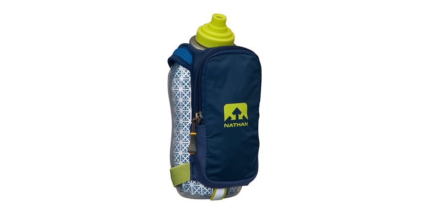 Nathan SpeedDraw Plus Insulated Flask, Handheld Running Water Bottle. Grip Free For Runners, Hiking Etc. (Black / Metallic Gold - View #2