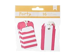 American Crafts 16 Piece DIY Party Pocket Tags, Pink and White