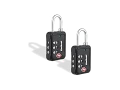 Kwikset TSA Luggage Lock, 3-Digit, 2-Pack, Black