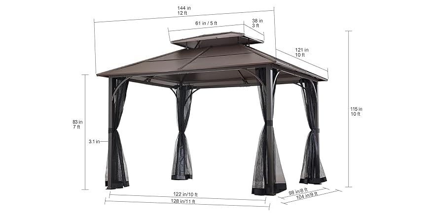 Sunjoy Hardtop Gazebo 10 x 12 ft