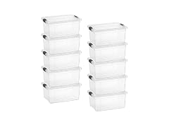 Superio Small Clear Storage Box with Lid, 6.6 Quart 10 Pack