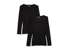 Amazon Essentials Women's V-Neck Knit Rib Shirts 2 Pk