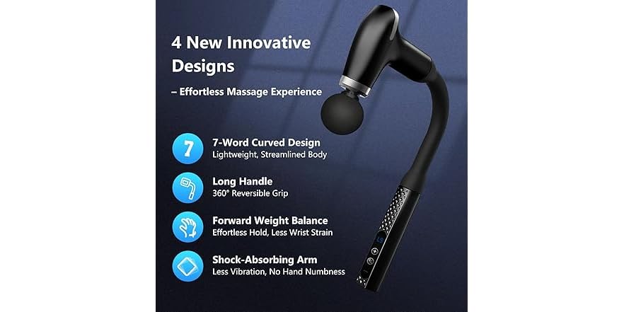 Psiol Reference Image 3-Head Massage Gun w/ Extension Handle