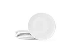 Everyday Porcelain Appetizer Dessert Plates, Set of 6, 6 Inch