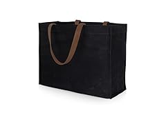 PICNIC TIME Market Waxed Canvas Tote with Leatherette Handles