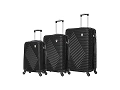 Tucci Italy Travola 3-Piece Hardside Spinner Luggage Set, Blk