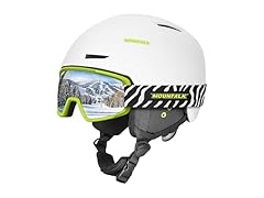 White Ski Helmet with Ski Goggles