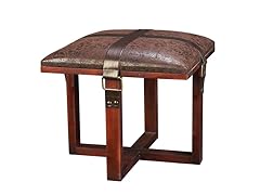 Strapped Faux Leather Ottoman