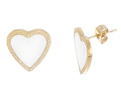 White Enamel Heart Post Earring