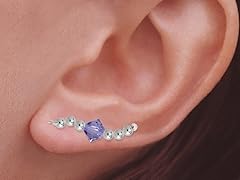 Silver Tanzanite Crystal Ear Pin Earring