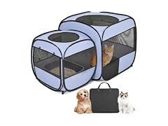 2-in-1 Portable Cat Playpen(End Doors), Pop up Kitten Playpen