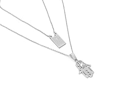 Ladies Stainless Steel Scapular w/ Our Father and Sim Diamond Details