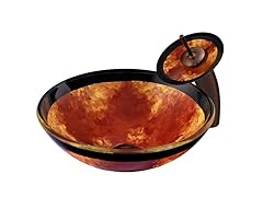VIGO Auburn/Mocha Fusion Glass Vessel Sink and Waterfall Faucet Set in Oil Rubbed Bronze